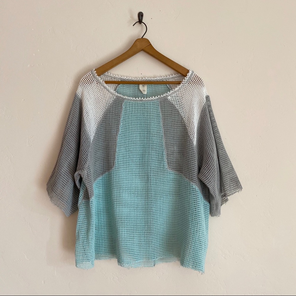 Free People Color Block Net Shirt